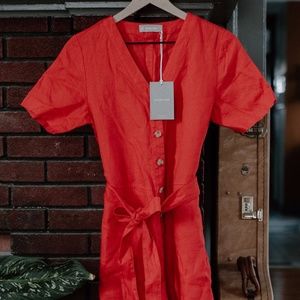 The Linen Short-Sleeve Jumpsuit